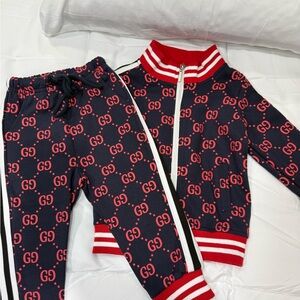 Gucci Navy and Red Logo Tracksuit